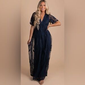 Navy Lace Dress - Small